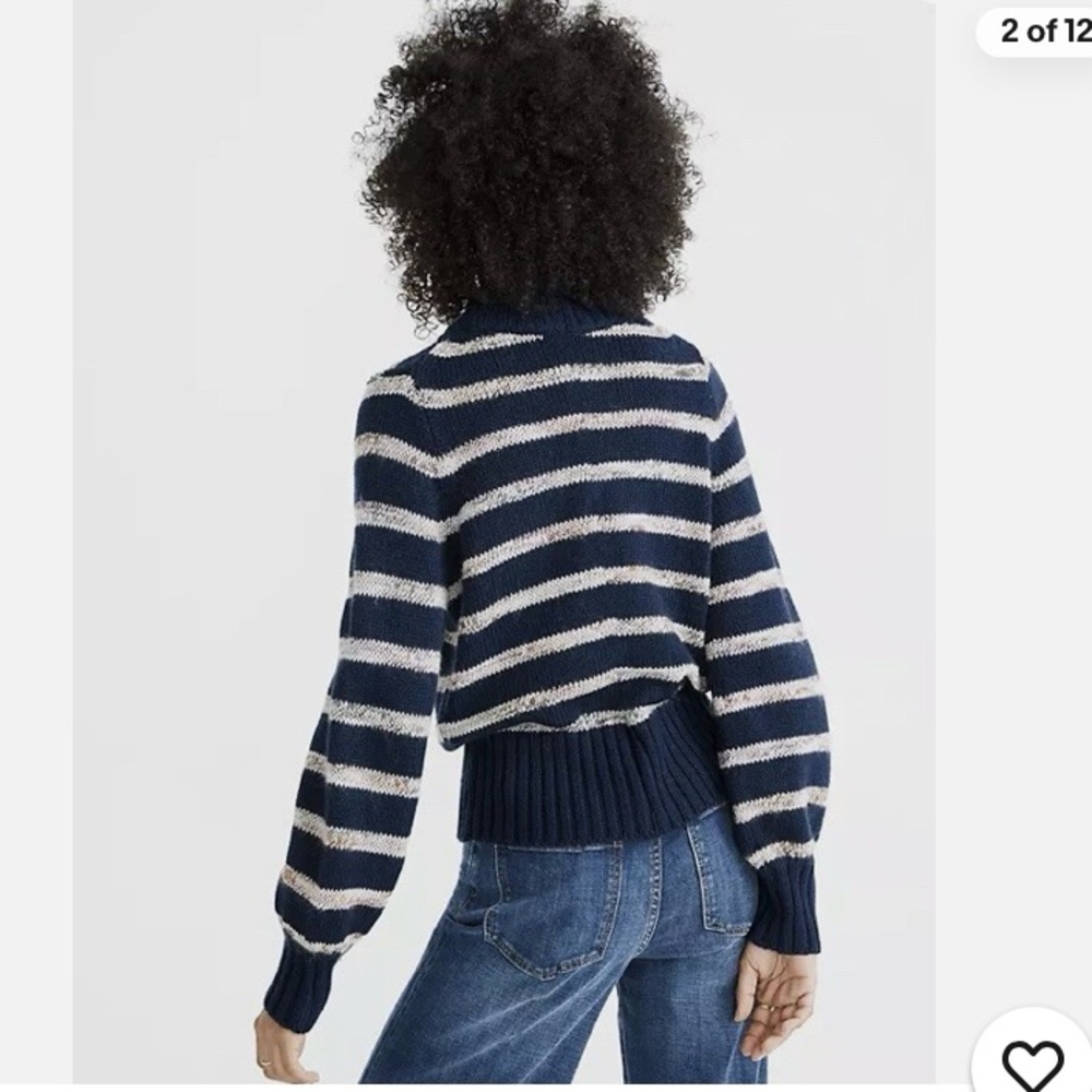 Madewell Striped Metcalf Mockneck Wool Blend Knit Sweater - Picture 2 of 6